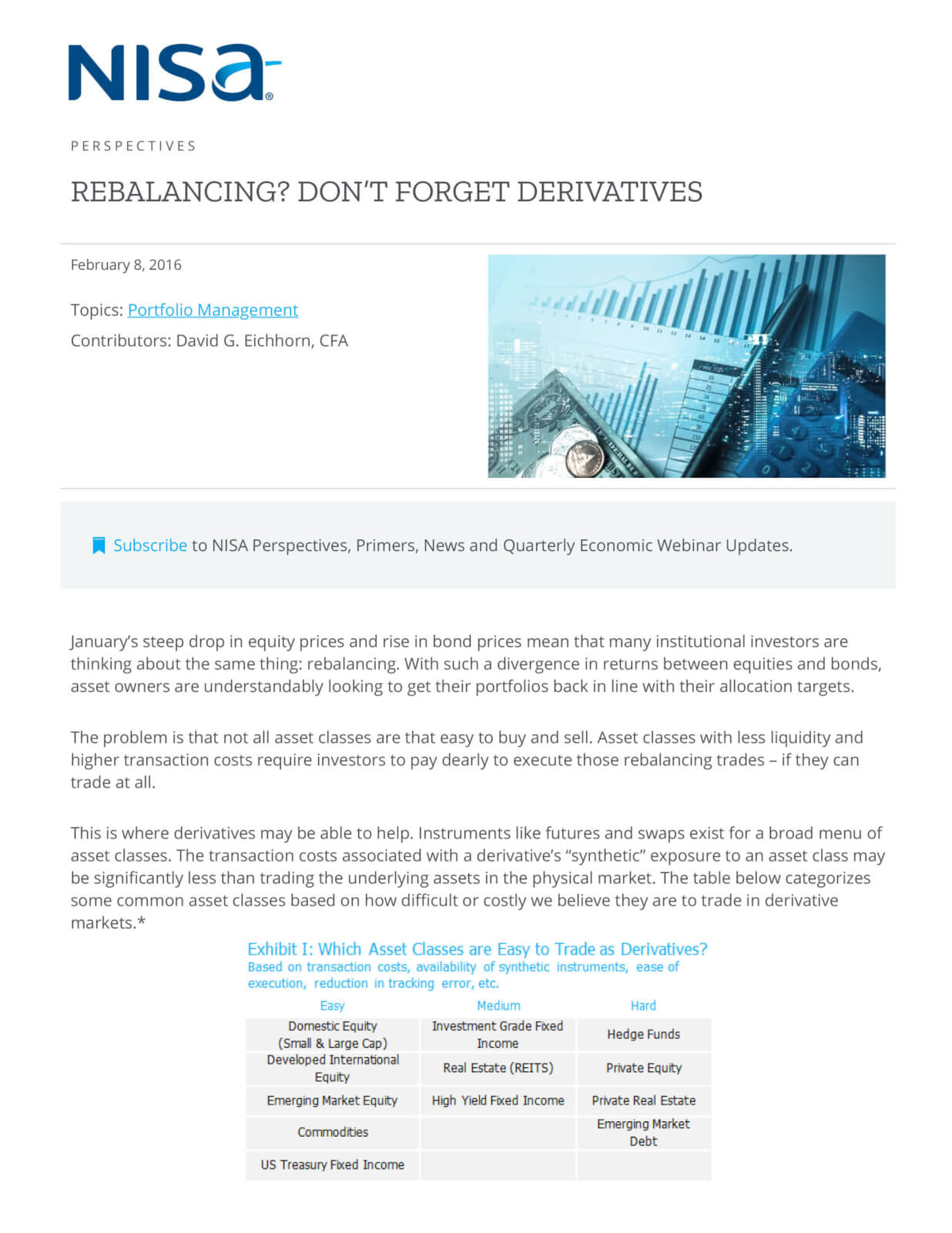 Rebalancing Don’t Forget Derivatives NISA Investment Advisors, LLC