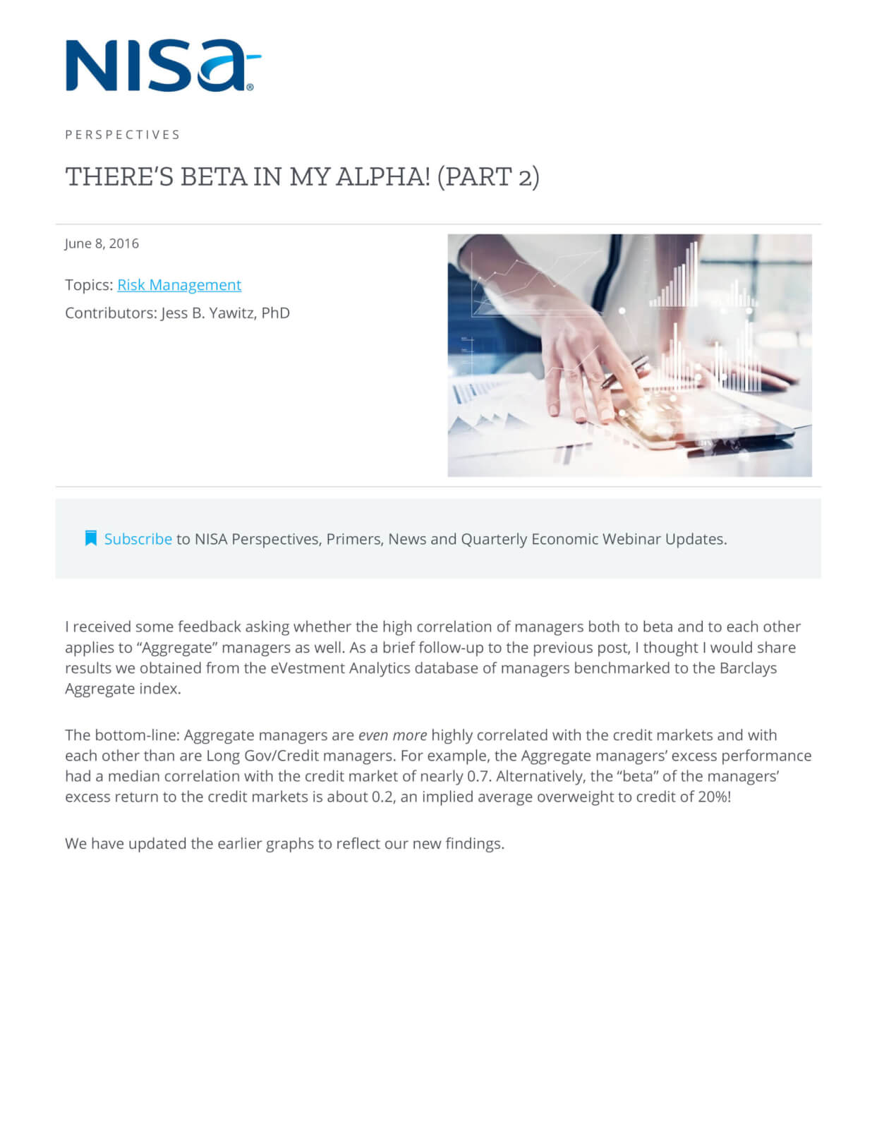 There’s Beta in My Alpha! (Part ) NISA Investment Advisors, LLC