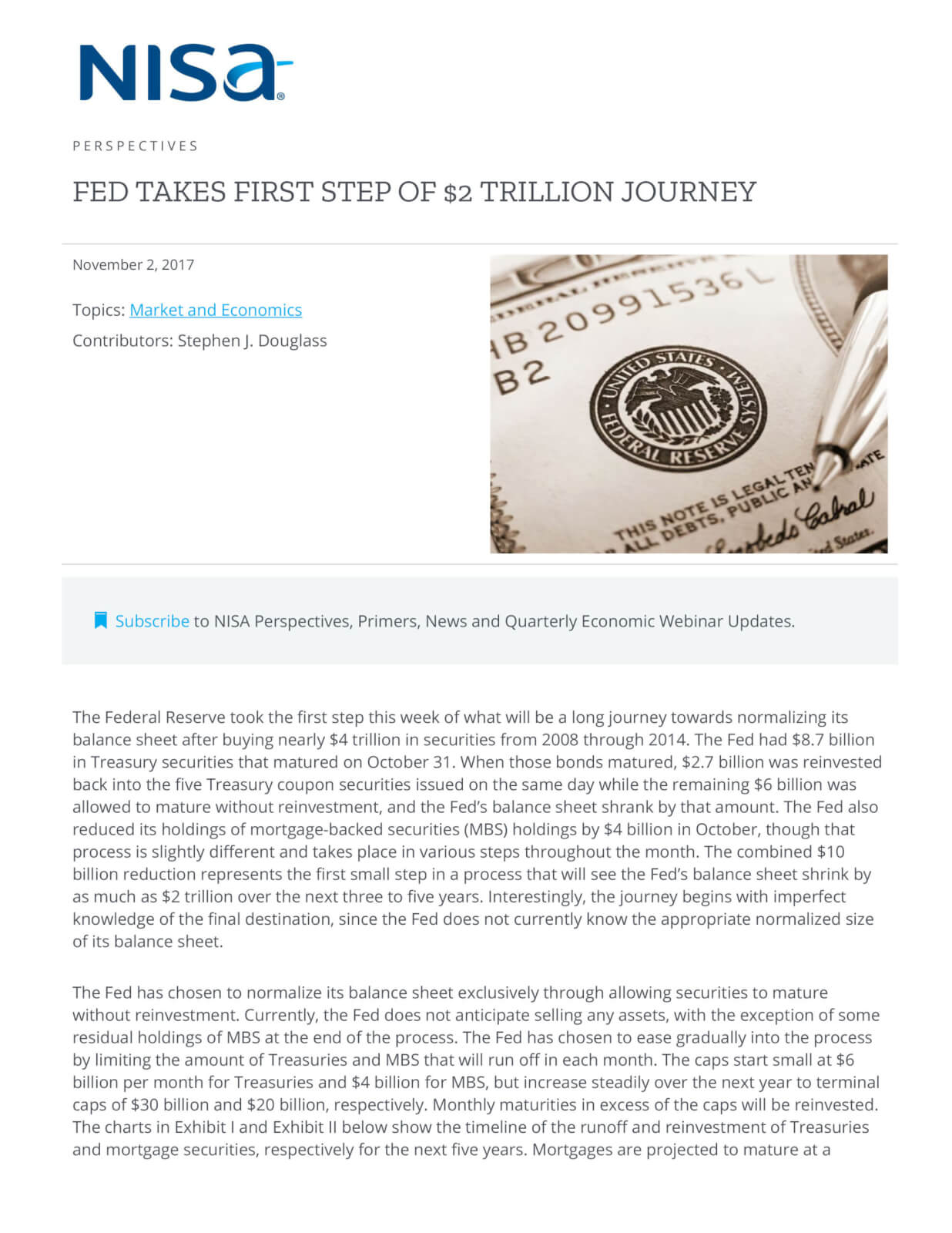 Fed Takes First Step of $ Trillion Journey NISA Investment Advisors, LLC