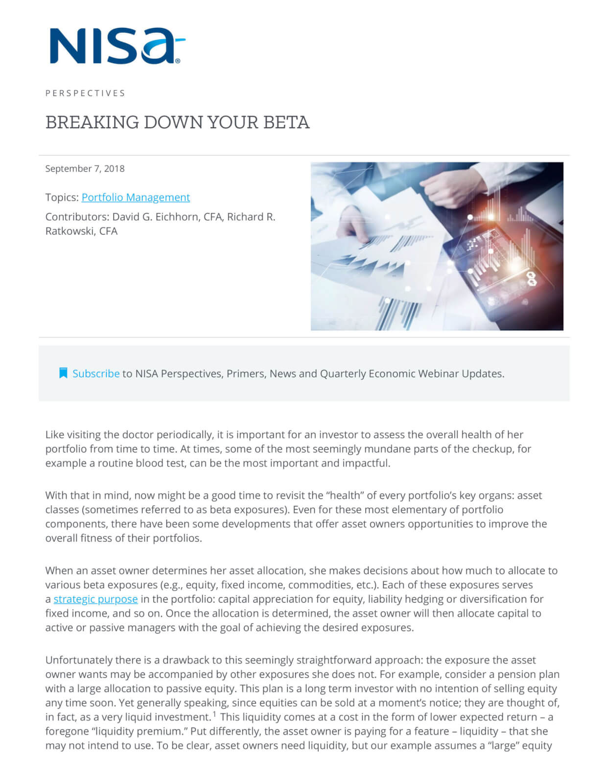 Breaking Down Your Beta NISA Investment Advisors, LLC