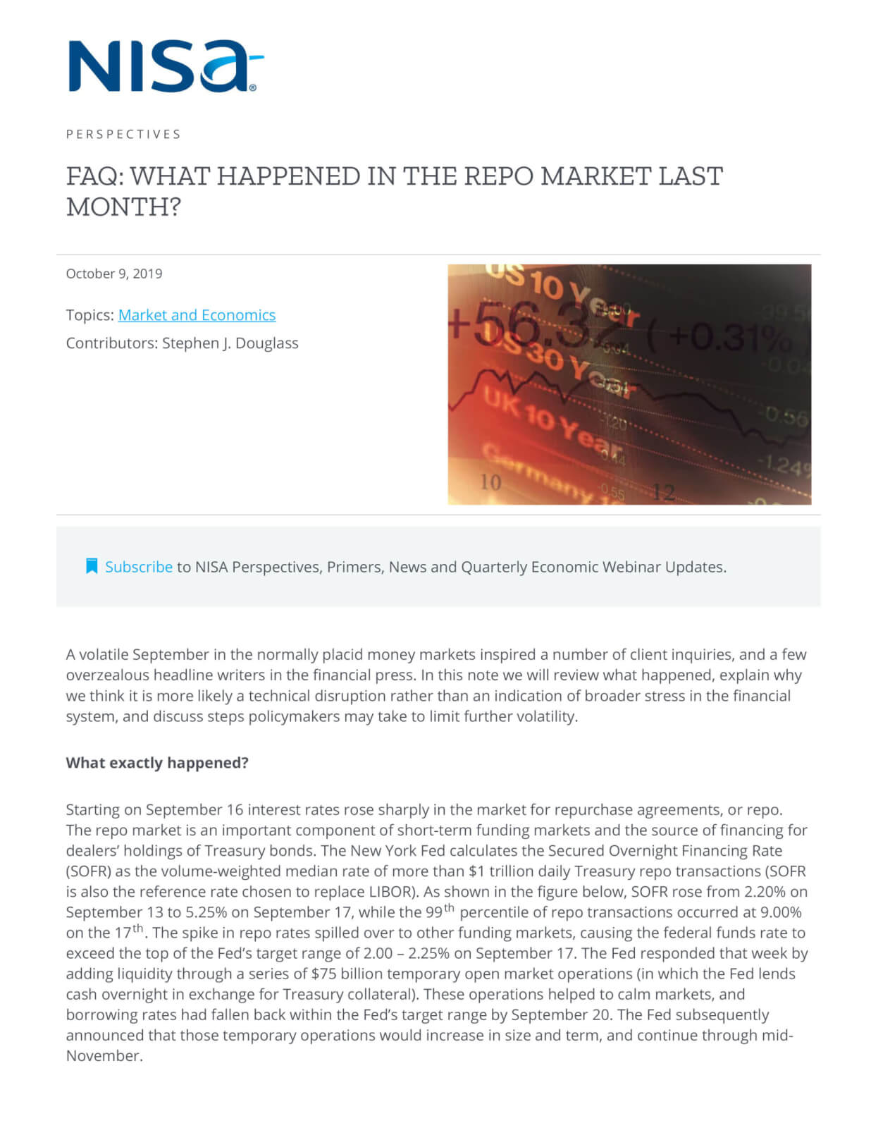 FAQ What Happened in the Repo Market Last Month NISA Investment Advisors, LLC