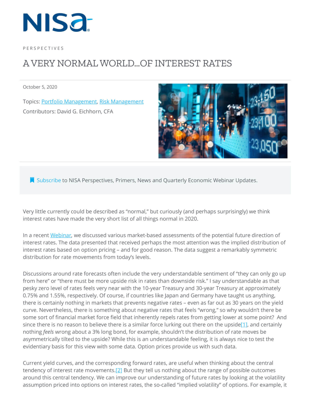 A Very Normal World...of Interest Rates NISA Investment Advisors, LLC