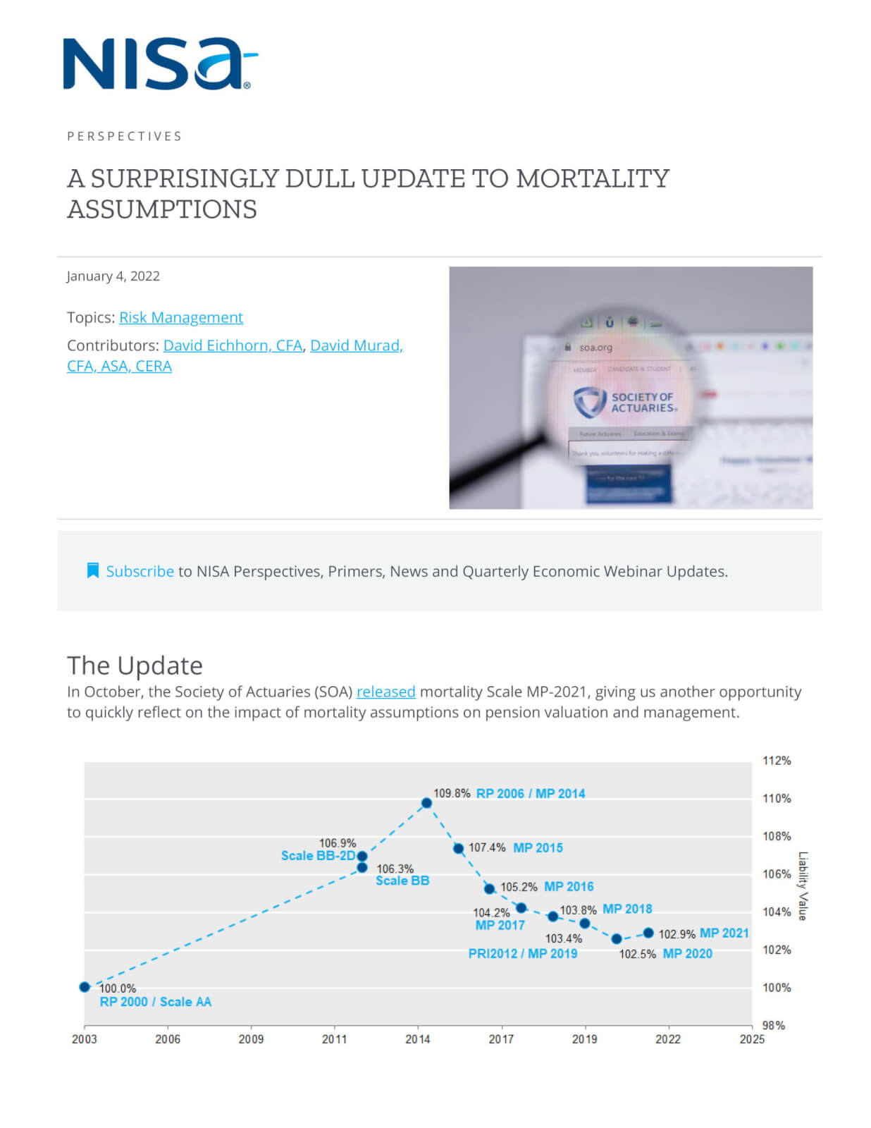 A Surprisingly Dull Update To Mortality Assumptions NISA Investment Advisors LLC