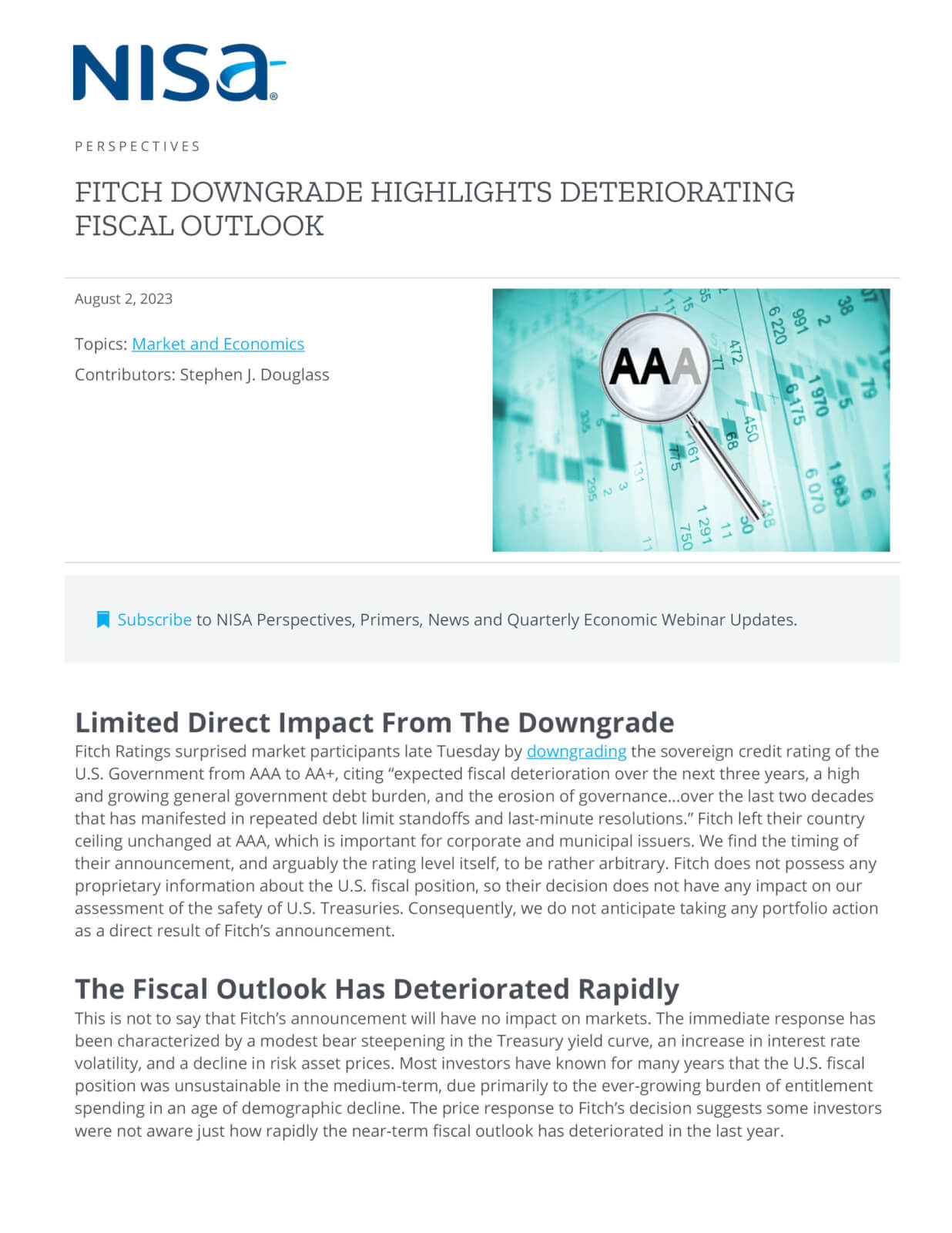 Fitch Downgrade Highlights Deteriorating Fiscal Outlook | NISA I