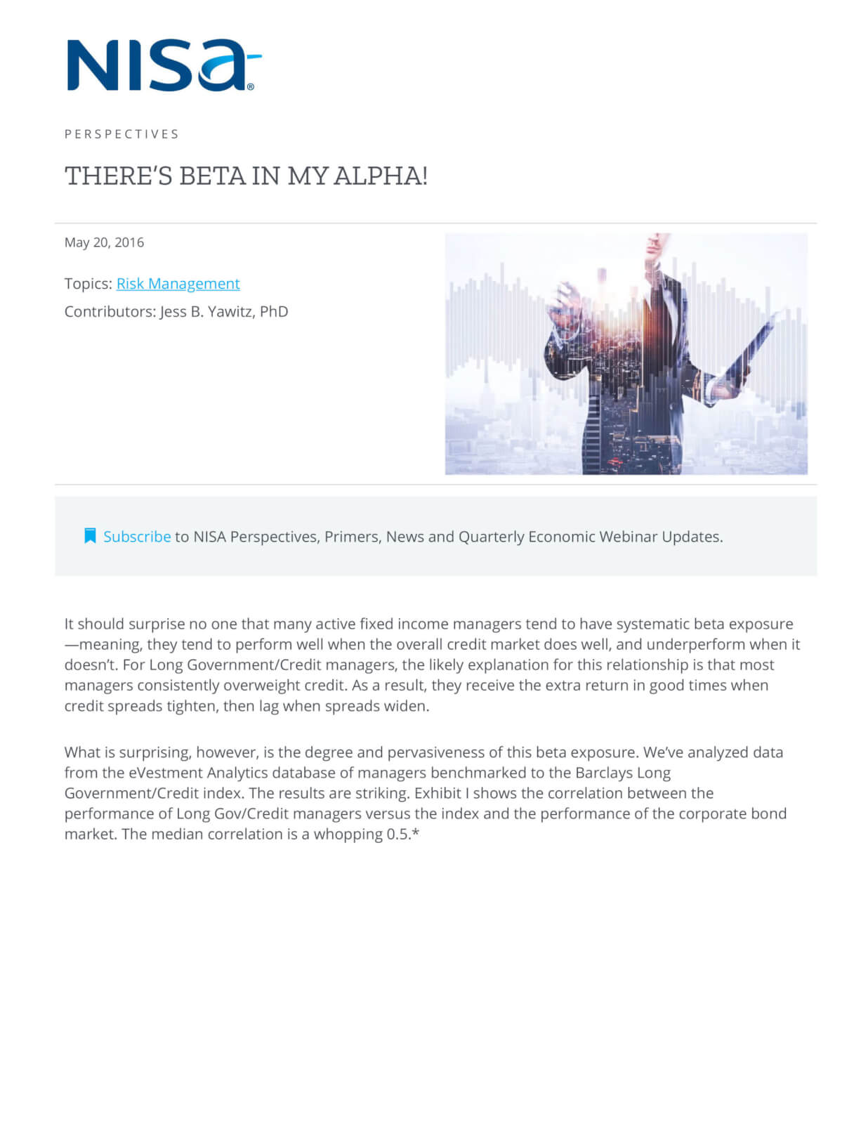 There's Beta in My Alpha! NISA Investment Advisors, LLC